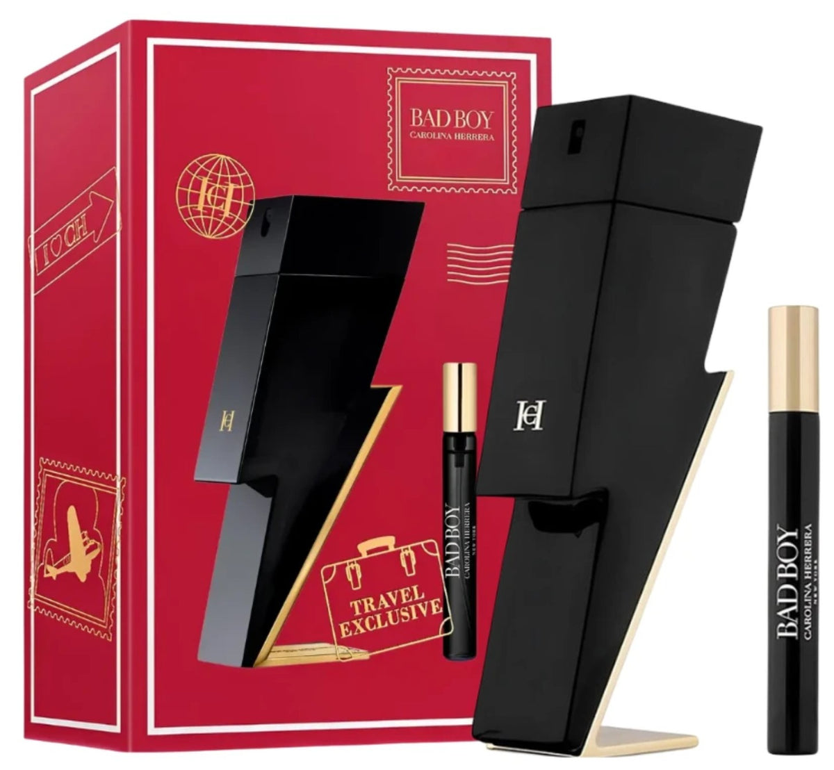 Carolina Herrera Bad Boy Gift Set 100ml EDT Spray + 10ml EDT Spray