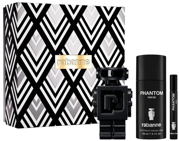 Paco Rabanne Phantom Gift Set: 100ml Parfum Spray + 150ml Deodorant Spray + 10ml Parfum Spray