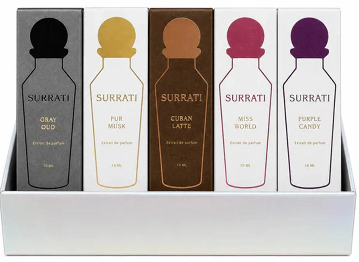 Surrati Extrait Discovery Gift Set Gray Oud 10ml + Pur Musk 10ml + Cuban Latte 10ml + Miss World 10ml + Purple Candy 10ml