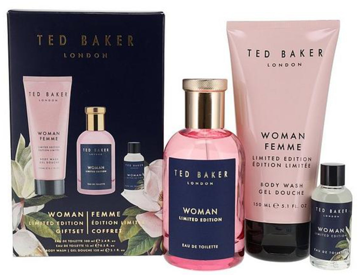 Ted Baker Woman Limited Edition Gift Set: 100ml EDT Spray + 15ml EDT Miniature + 150ml Body Wash
