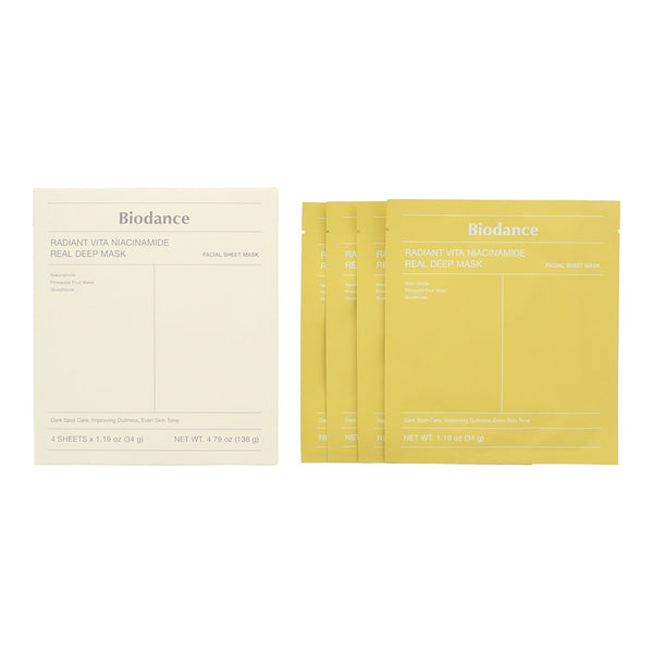 Biodance Radiant Vita Niacinamide Real Deep Mask Sheet 4 x 34g