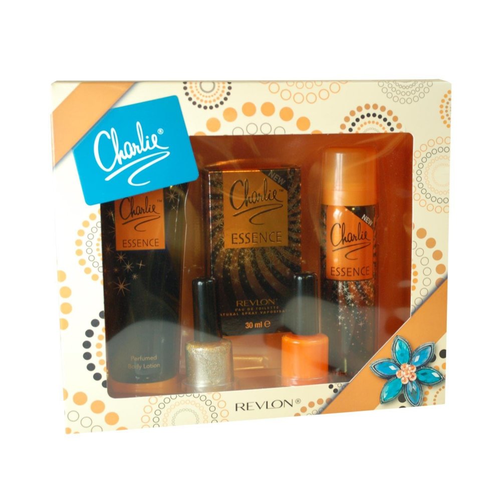 Revlon Revlon Charlie Essence Gift Set 30ml EDT Spray + 2X Nail Varnish + 75ml Body Spray + 100ml Body Lotion - Health & Beauty > Personal Care > Cosmetics > Bath & Body Gift Sets