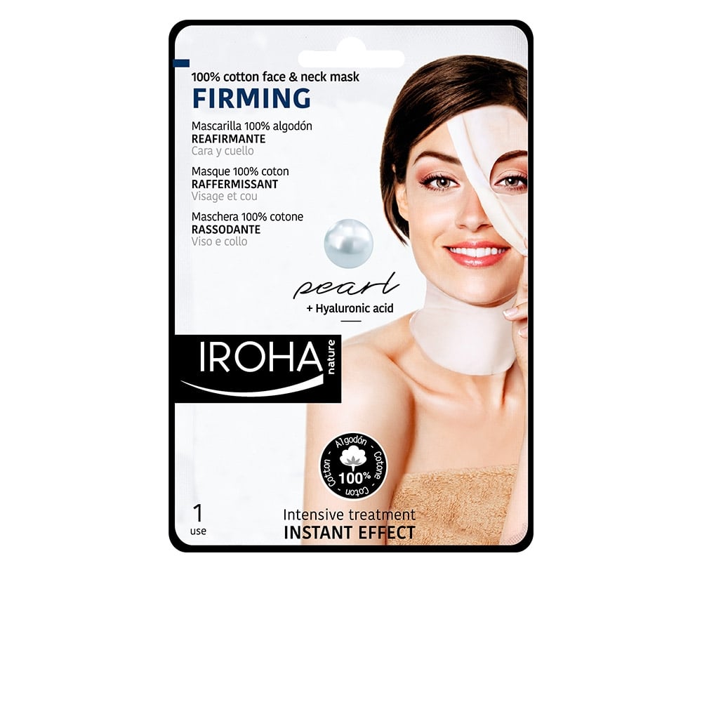 Iroha Nature Firming Cotton Face And Neck Mask Pearl 1 Unit