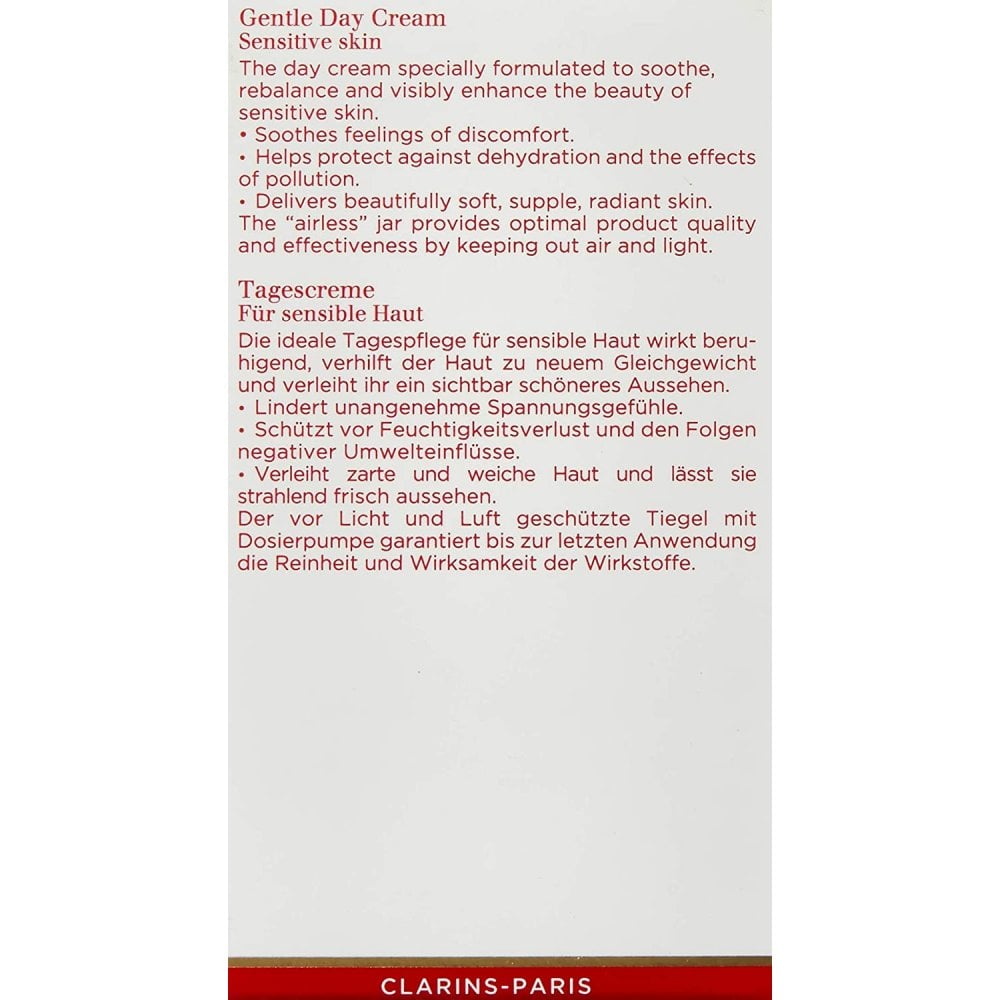 Clarins Clarins Gentle Day Cream (Sensitive Skin) 50ml: - Health & Beauty > Personal Care > Cosmetics > Skin Care > Face Moisturizers