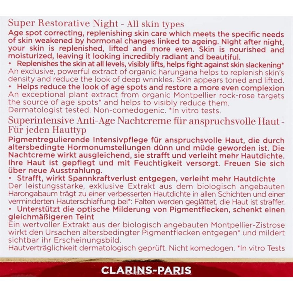 Clarins Clarins Super Restorative Night Wear Cream 50ml - Health & Beauty > Personal Care > Cosmetics > Skin Care > Face Moisturizers Cream