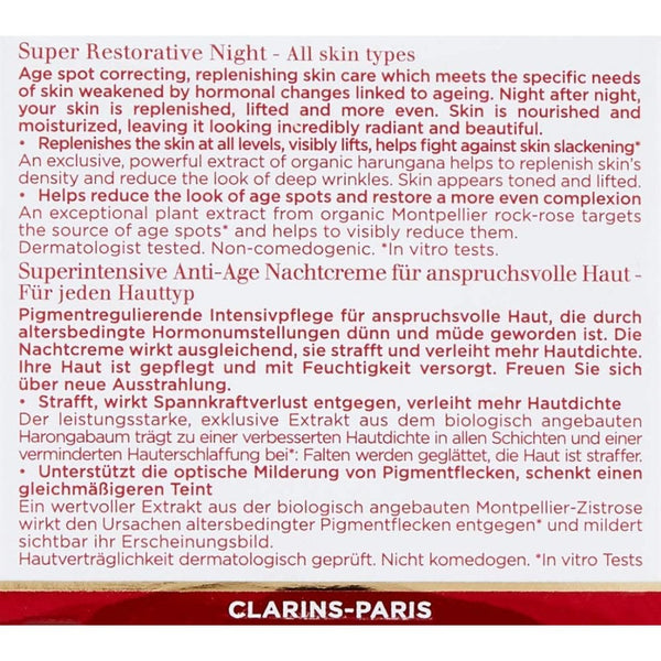 Clarins Clarins Super Restorative Night Wear Cream 50ml - Health & Beauty > Personal Care > Cosmetics > Skin Care > Face Moisturizers Cream