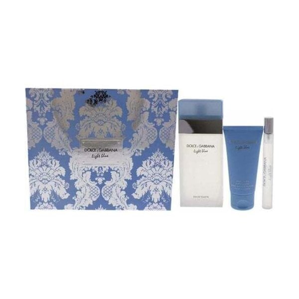 Dolce & Gabbana D&G Light Blue Pour Femme Gift Set 100ml EDT Spray + 50ml Body Lotion + 10ml EDT -