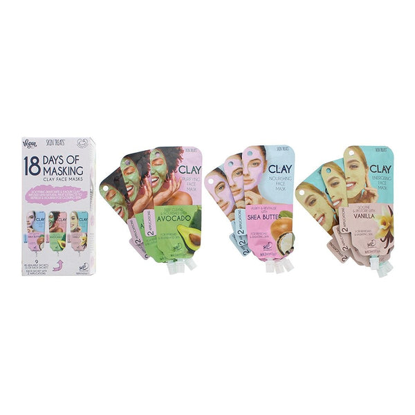 Skin Treats Skin Treats 9 Sachet 18 Day Masking Set 3 X Avocado Face Mask 30ml 3 X Shea Face Mask 30ml 3 X Vanilla Face Mask 30ml - Face Mask