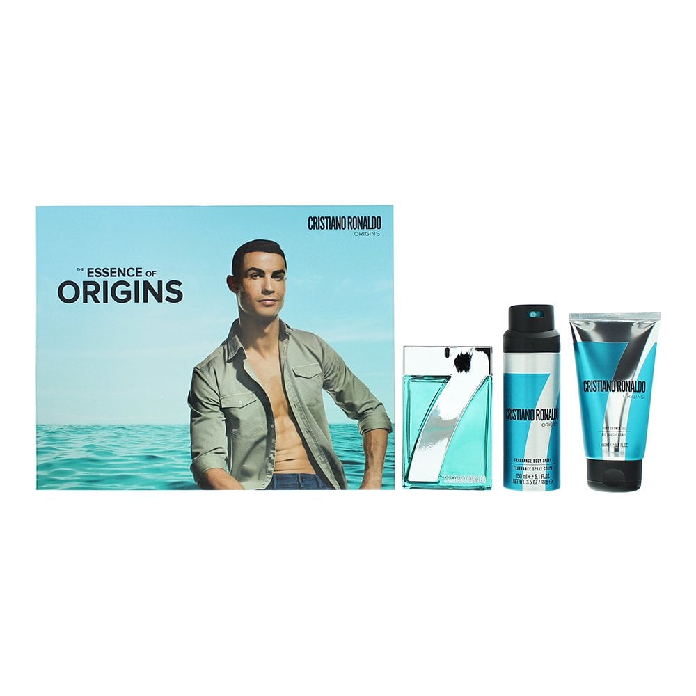 Cristiano Ronaldo Origins Gift Set: 100ml EDT Spray + 150ml Shower Gel + 150ml Body Spray