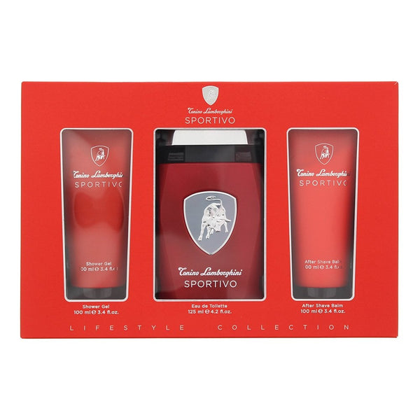 Lamborghini Lamborghini Sportivo 3 Piece Gift Set: EDT 125ml - Shower Gel 100ml - Aftershave Balm 100ml - Health & Beauty > Personal Care > Cosmetics > Perfumes & Colognes EDT