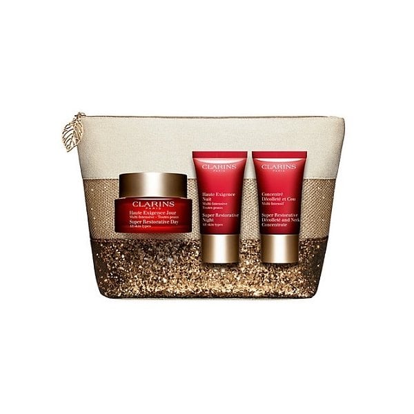 Clarins Clarins Super Restorative Gift Set 50ml Day Cream + 15ml Night Cream + 15ml Decollete And Neck Concentrate + Wash Bag -