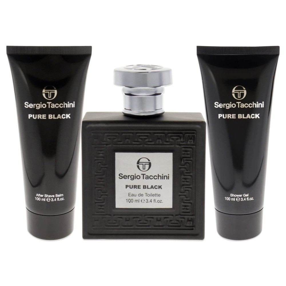 Sergio Tacchini Sergio Tacchini Pure Black Gift Set 100ml EDT + 100ml Shower Gel + 100ml Aftershave Balm - Health & Beauty > Personal Care > Cosmetics > Bath & Body Gift Sets