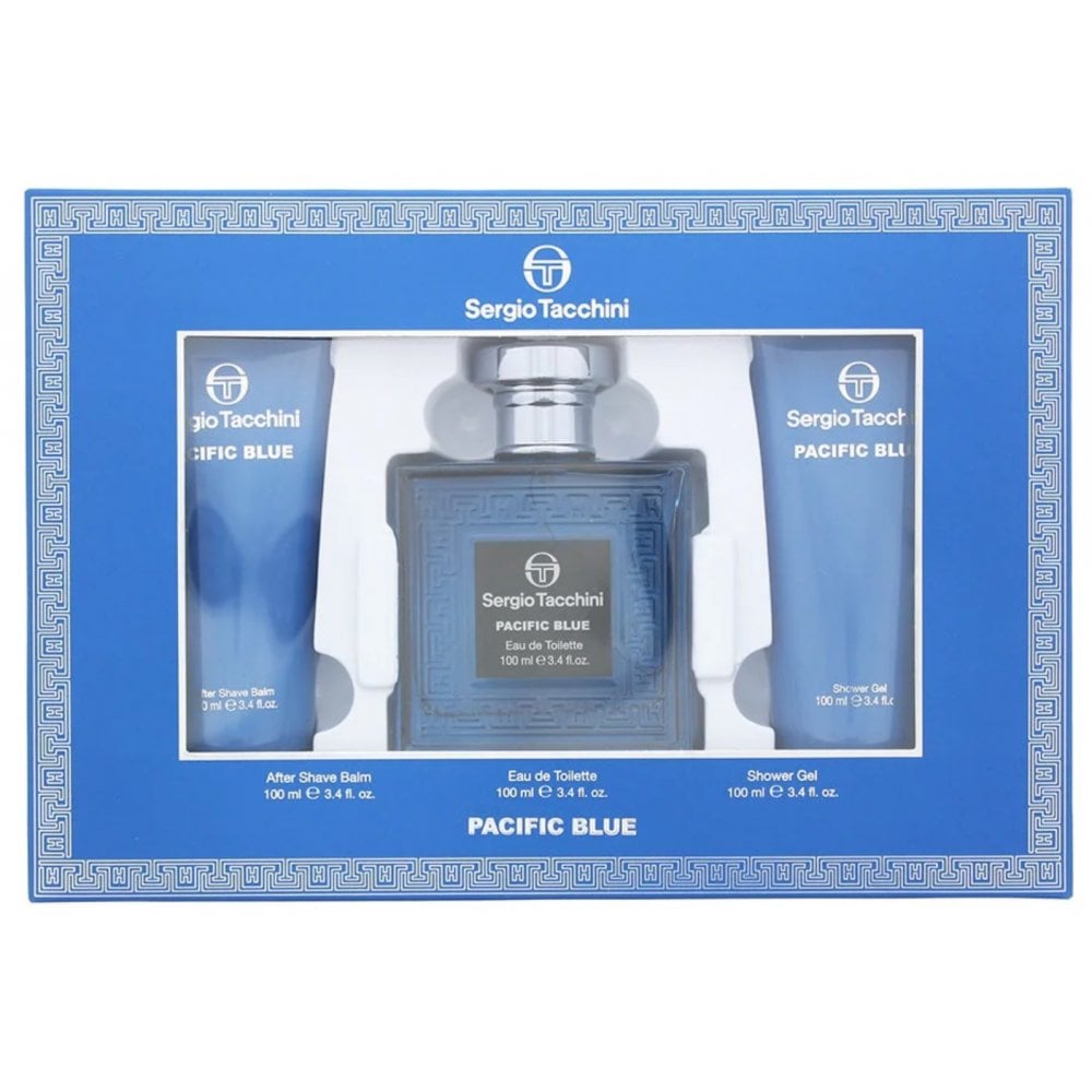 Sergio Tacchini Sergio Tacchini Pacific Blue Gift Set 100ml EDT + 100ml Shower Gel + 100ml Aftershave Balm - Health & Beauty > Personal Care > Cosmetics > Bath & Body Gift Sets