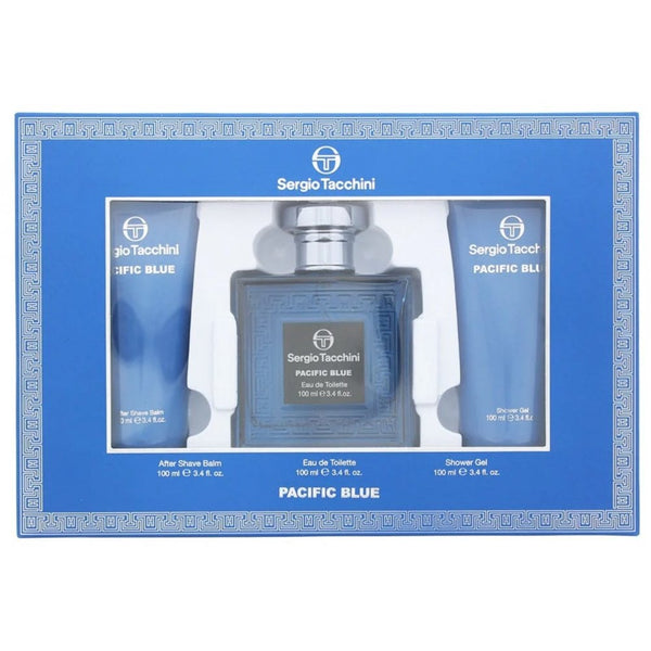 Sergio Tacchini Sergio Tacchini Pacific Blue Gift Set 100ml EDT + 100ml Shower Gel + 100ml Aftershave Balm - Health & Beauty > Personal Care > Cosmetics > Bath & Body Gift Sets