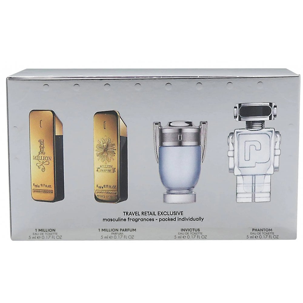 Paco Rabanne Paco Rabanne Miniatures For Him Gift Set 5ml 1 Million EDT + 5ml 1 Million Parfum EDP Spray + 5ml Invictus EDT Spray + 5ml Phantom EDT Spray - Health & Beauty > Personal Care > Cosmetics > Perfumes & Colognes > Eaux de Parfum EDT