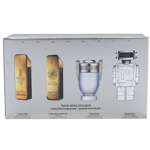 Paco Rabanne Paco Rabanne Miniatures For Him Gift Set 5ml 1 Million EDT + 5ml 1 Million Parfum EDP Spray + 5ml Invictus EDT Spray + 5ml Phantom EDT Spray - Health & Beauty > Personal Care > Cosmetics > Perfumes & Colognes > Eaux de Parfum EDT