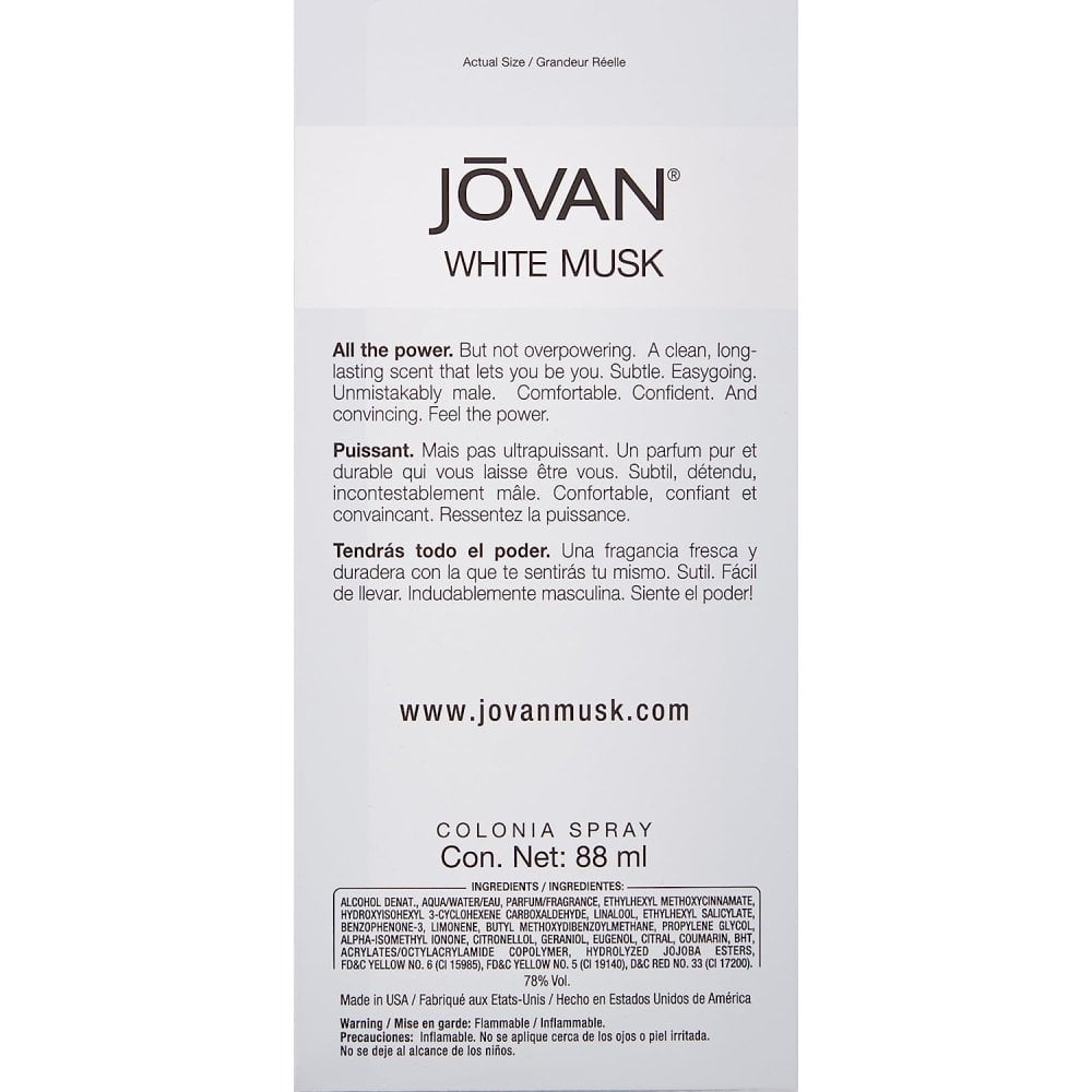 Jovan Jovan White Musk For Men 88ml Cologne Spray - Health & Beauty > Personal Care > Cosmetics > Perfumes & Colognes > Colognes Cologne