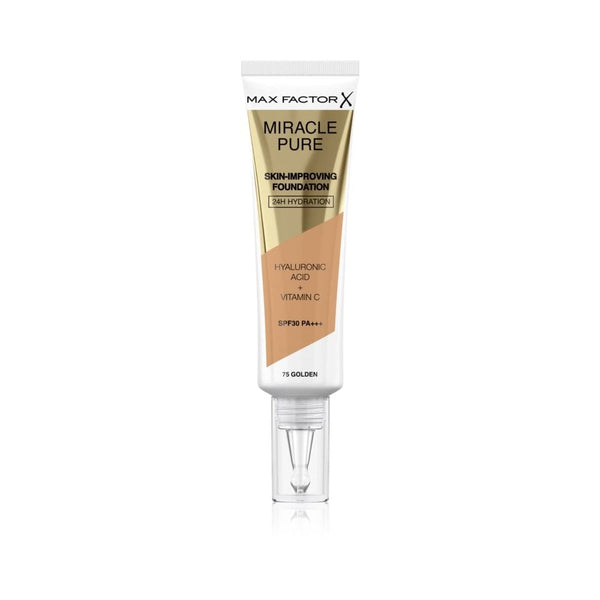 MAX FACTOR Max Factor Foundation Miracle Pure Sin-Improving Tube 30ml - 75 Golden - Health & Beauty > Personal Care > Cosmetics > Makeup > Face Makeup > Foundations & Concealers .