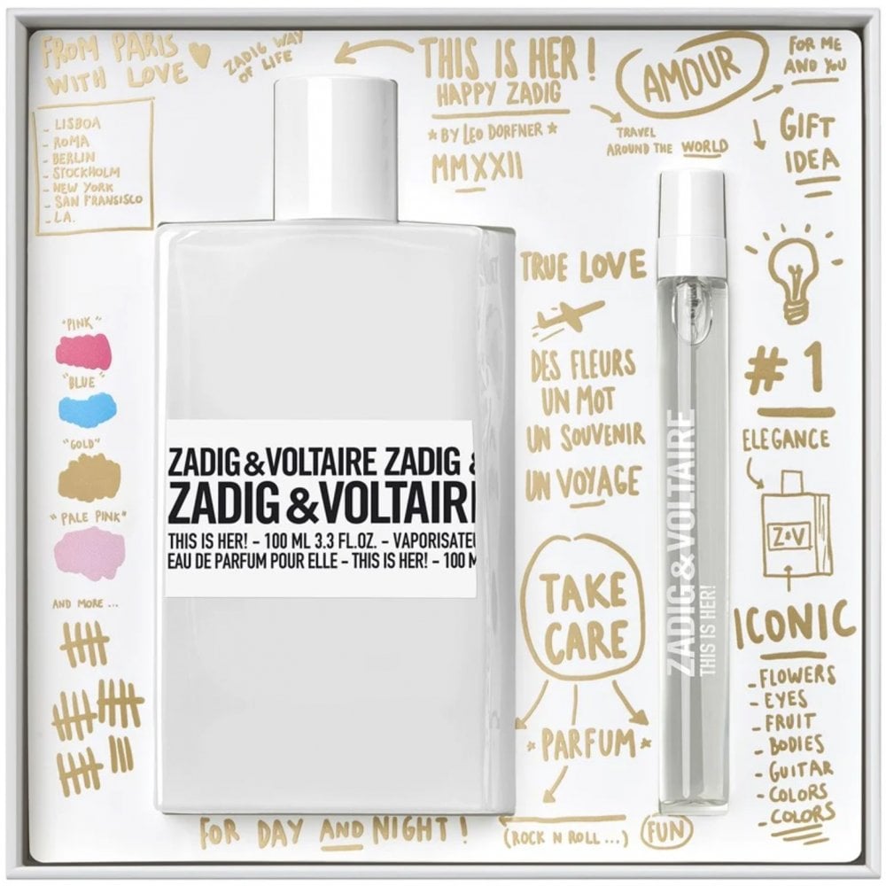 Zadig & Voltaire Zadig & Voltaire This Is Her! Gift Set 100ml EDP Spray + Eau de Parfum 10ml - Health & Beauty > Personal Care > Cosmetics > Perfumes & Colognes > Eaux de Parfum