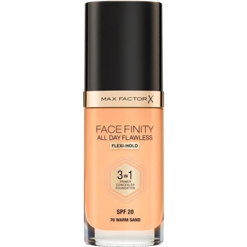 MAX FACTOR Max Factor Face Finity All Day Flawless 3 In 1 Foundation 30ml - 70 Warm Sand - Health & Beauty > Personal Care > Cosmetics > Makeup > Face Makeup > Foundations & Concealers