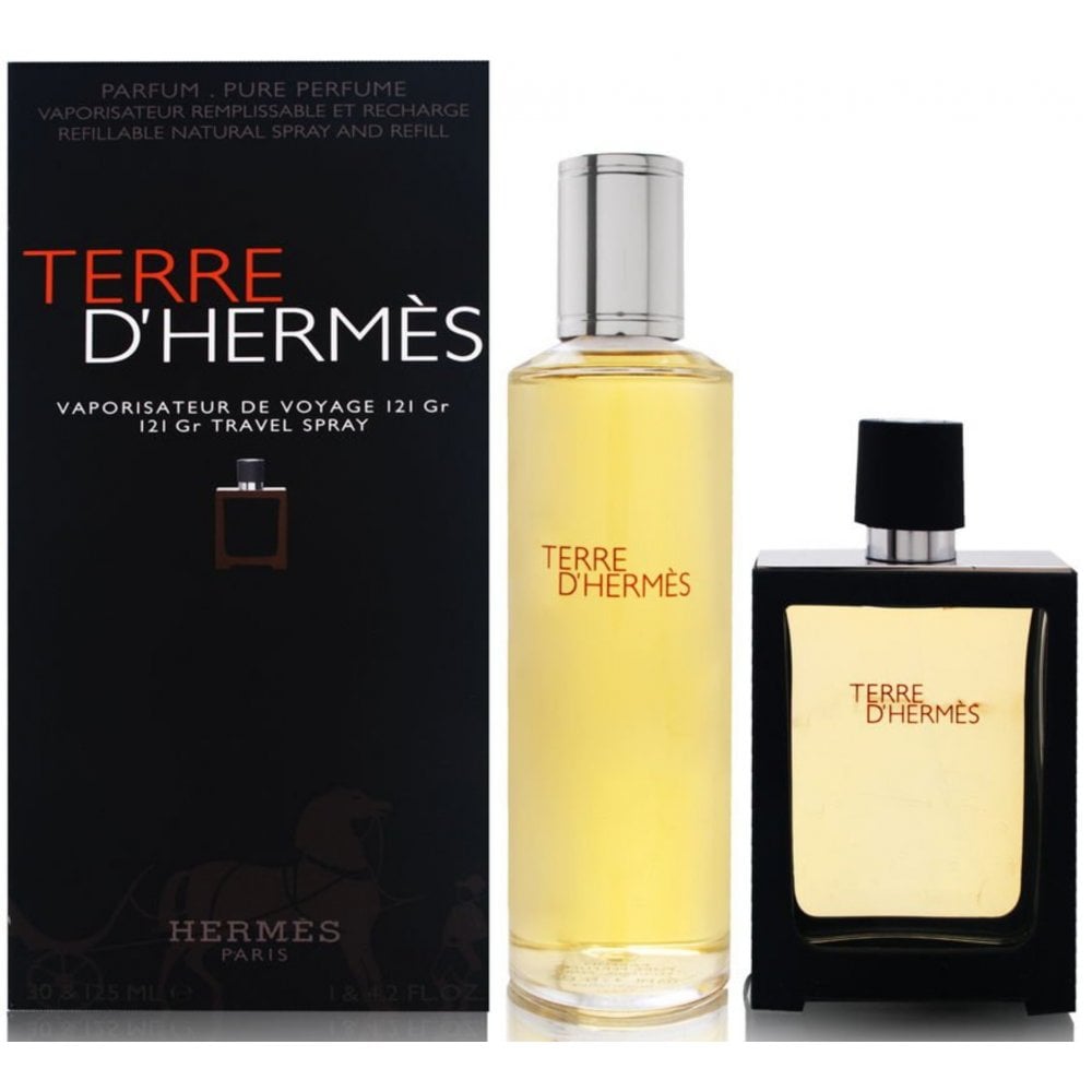 Hermes Hermes Terre d'Hermes Travel Set Pure Parfum 30ml EDP + Refill -