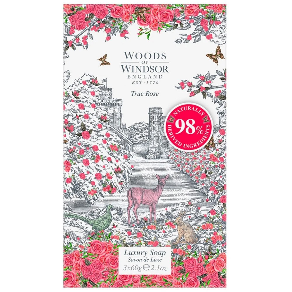 Woods Of Windsor Woods Of Windsor True Rose Soap 3 X 60G - Health & Beauty > Personal Care > Cosmetics > Bath & Body > Body Wash Soap