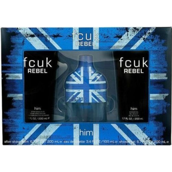 FCUK FCUK Rebel For Him Gift Set 100ml EDT + 200ml Shower Gel + 200ml Aftershave Balm - Health & Beauty > Personal Care > Cosmetics > Perfumes & Colognes EDT