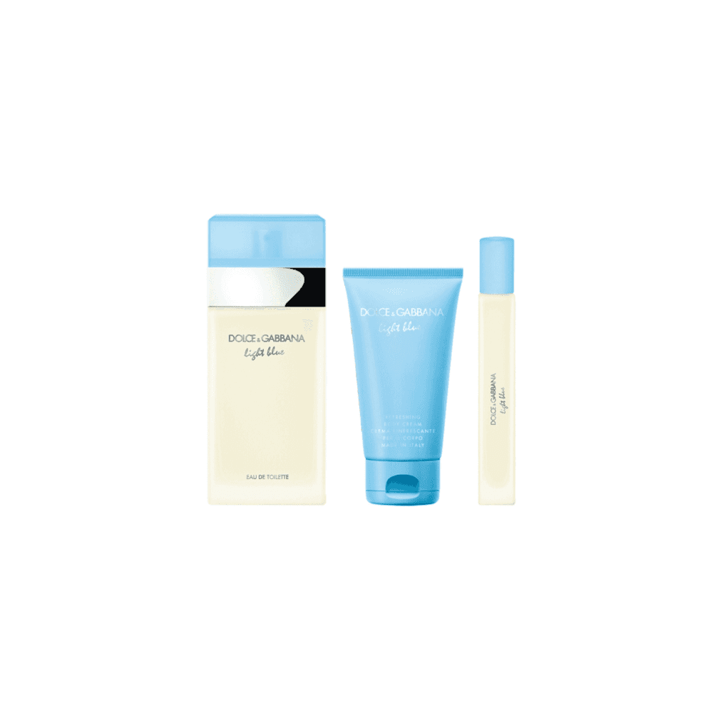 Dolce & Gabbana D&G Light Blue 100ml EDT Spray + 100ml Body Cream + 10ml EDT -