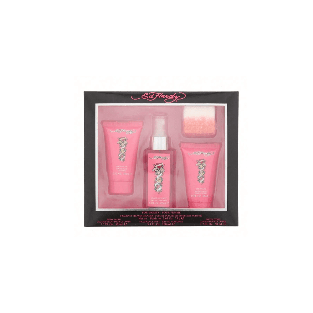 Ed Hardy Ed Hardy Gift Set Fragrance Mist 100ml + Body Wash 50ml + Body Lotion 50ml Fragrant Shower Steamer/Cube 75g - Health & Beauty > Personal Care > Cosmetics > Bath & Body Gift Sets