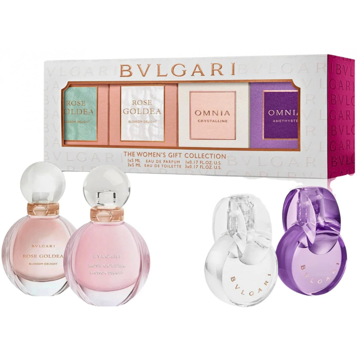 Bvlgari Bulgari Coffret set: Rose Goldea Blossom Delight EDP + & EDT + Crystalline EDT + Omni Amethyste EDT - 4 x 5ml - Health & Beauty > Personal Care > Cosmetics > Perfumes & Colognes > Eaux de Parfum