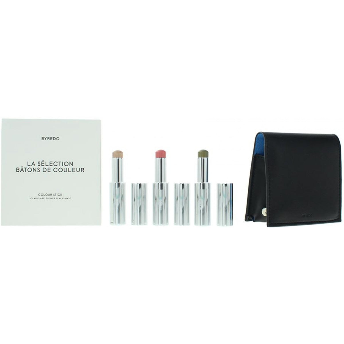 Byredo Dark Blue Set Of 3 + Leather Pouch: Solar Flare Flower Play Kumato Face Stick 9G