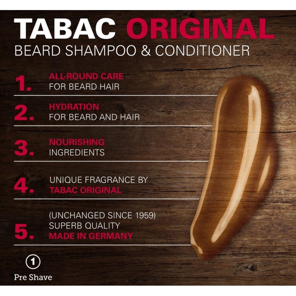 Tabac Tabac Original Beard Shampoo & Conditioner 200ml - Health & Beauty > Personal Care > Shaving & Grooming