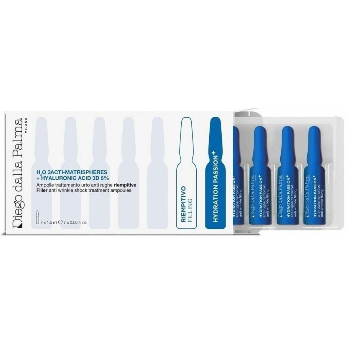 Diego Dalla Palma Diego Dalla Palma Hydration Passion H2O 3Acti-Matrispheres + Hyaluronic Acid 3D 6% Ampoule 7 x 1.5ml - Health & Beauty > Personal Care > Cosmetics > Skin Care > Face Serums