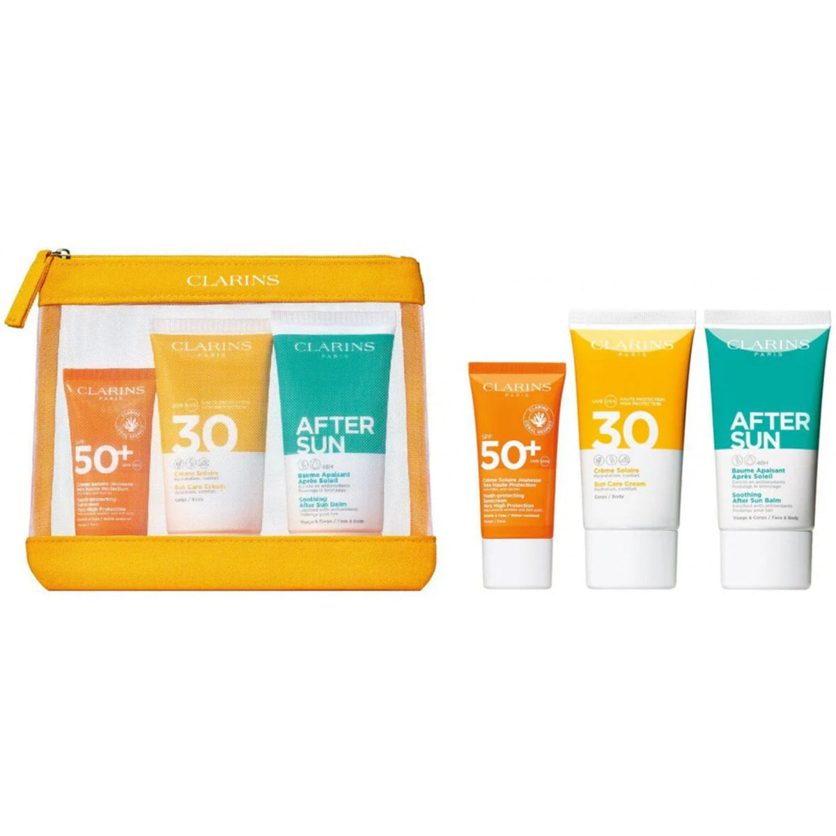 Clarins Clarins Essential Sun Care Travel Set 50ml Very High Protection Sun CreamSPF50 + 15ml Gentle Peeling + 75ml Soothing After Sun Balm - Health & Beauty > Personal Care > Cosmetics > Skin Care > Sunscreen