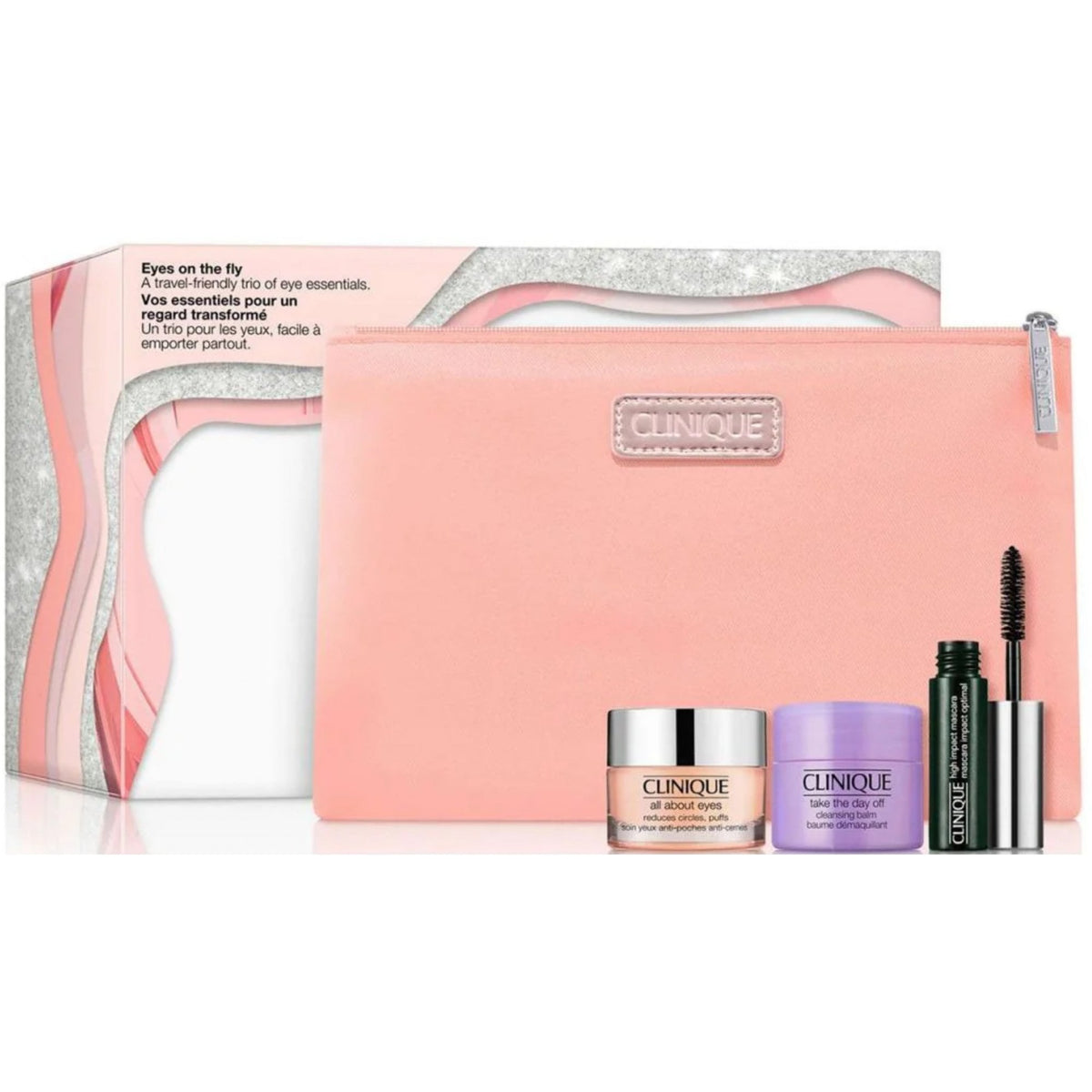 Clinique Clinique Eyes On The Fly Gift Set 3.5ml High Impact Mascara + 15ml Take The Day Off Cleansing Balm + 15ml All About Eyes Eye Cream + Pouch - Health & Beauty > Personal Care > Cosmetics > Cosmetic Sets