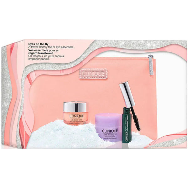 Clinique Clinique Eyes On The Fly Gift Set 3.5ml High Impact Mascara + 15ml Take The Day Off Cleansing Balm + 15ml All About Eyes Eye Cream + Pouch - Health & Beauty > Personal Care > Cosmetics > Cosmetic Sets