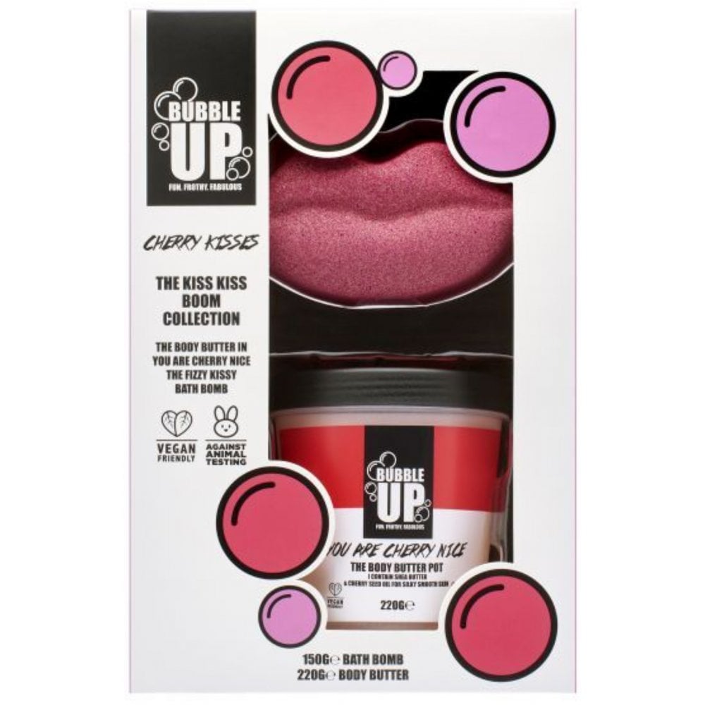 Bubble Up Bubble Up Kiss Kiss Boom Gift Set 150g Fizzy Kissy Bath Fizzer + 200g Cherry Nice Body Butter - Health & Beauty > Personal Care > Cosmetics > Bath & Body Gift Sets