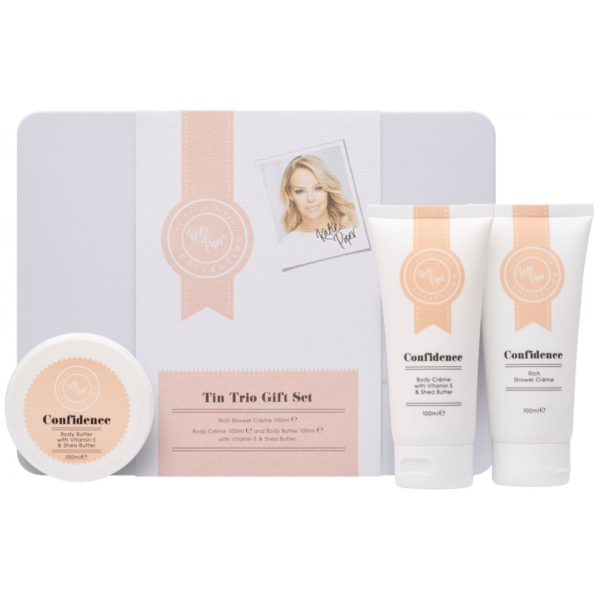 Katie Piper Katie Price Confidence Tin Trio Gift Set 100ml Rich Shower Gel + 100ml Body Cream + 100ml Body Butter - Health & Beauty > Personal Care > Cosmetics > Bath & Body Gift Sets
