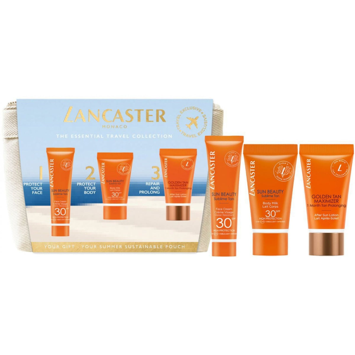 Lancaster Lancaster Sun Beauty Gift Set 50ml Sun Beauty Body Milk SPF30 + 50ml After Sun Golden Maximiser + 30ml Sun Beauty Face Cream SPF30 - Health & Beauty > Personal Care > Cosmetics > Skin Care > Sunscreen