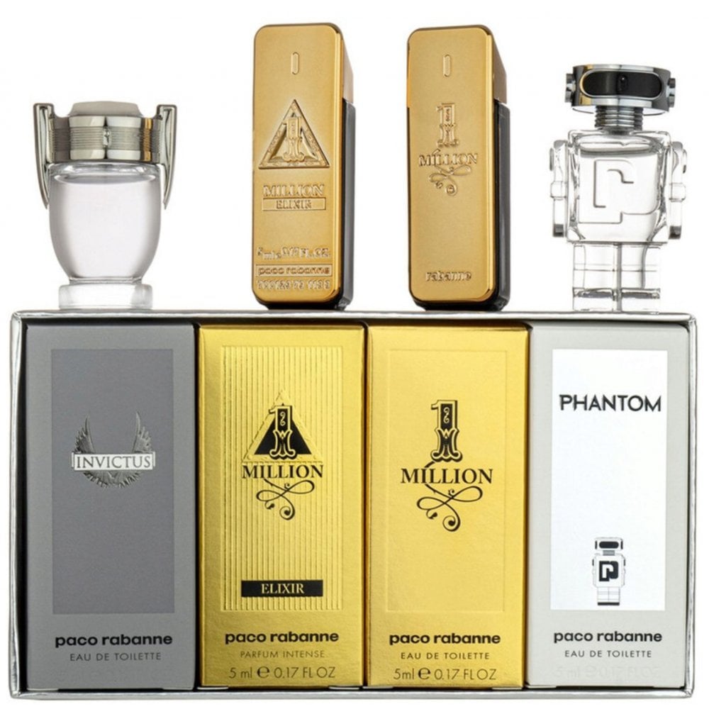 Paco Rabanne Paco Rabanne Mini One Million EDP 5ml + One Million Elixir Parfum Intense 5ml + Invictus EDT 5ml + Phantom EDT 5ml - Health & Beauty > Personal Care > Cosmetics > Perfumes & Colognes > Eaux de Parfum