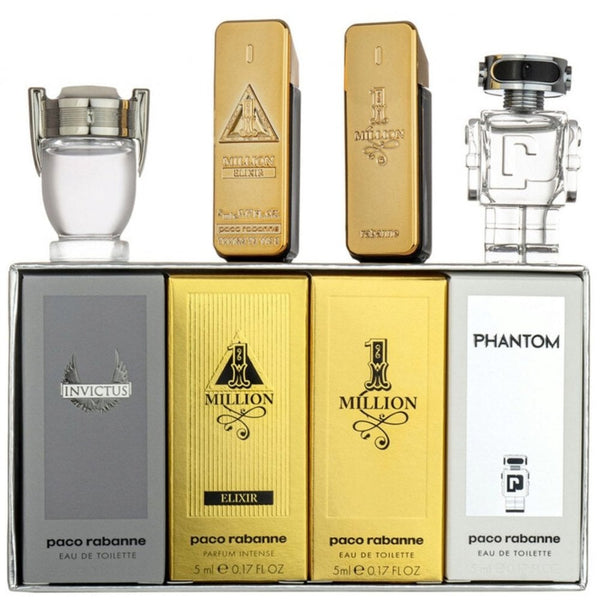 Paco Rabanne Paco Rabanne Mini One Million EDP 5ml + One Million Elixir Parfum Intense 5ml + Invictus EDT 5ml + Phantom EDT 5ml - Health & Beauty > Personal Care > Cosmetics > Perfumes & Colognes > Eaux de Parfum