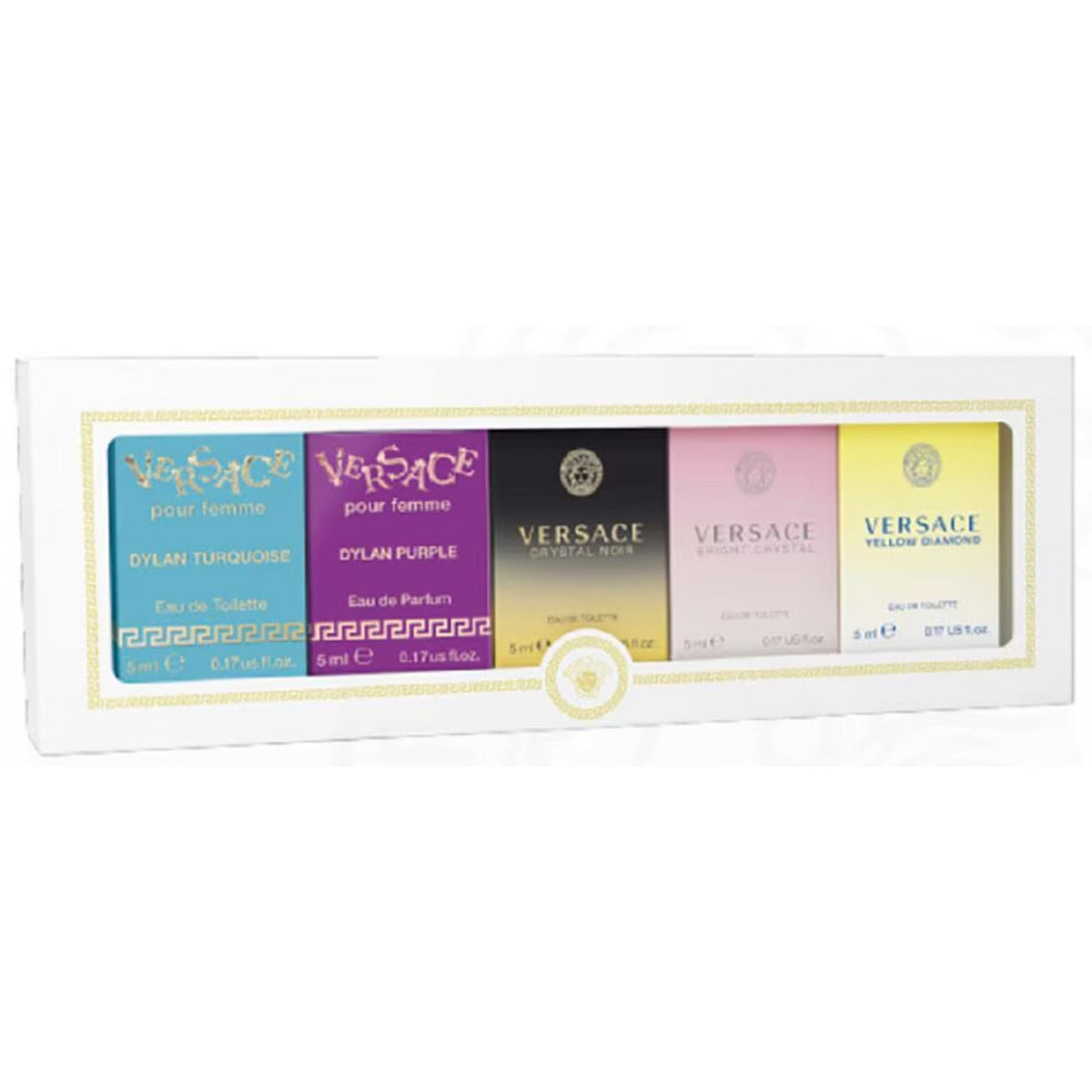 Versace Versace Mini Gift Set For Her - 5ml Dylan Turquoise EDP + 5ml Dylan Purple EDP + 5ml Crystal Noir EDT + 5ml Bright Crystal EDP + 5ml Yellow Diamond EDT - Health & Beauty > Personal Care > Cosmetics > Perfumes & Colognes > Eaux de Parfum