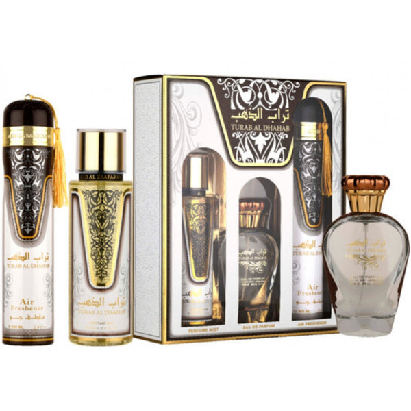 Ard Al Zaafaran Turab Al Dhahab Gift Set: EDP 100ml - Perfume Mist 250ml - Air Freshner 300ml