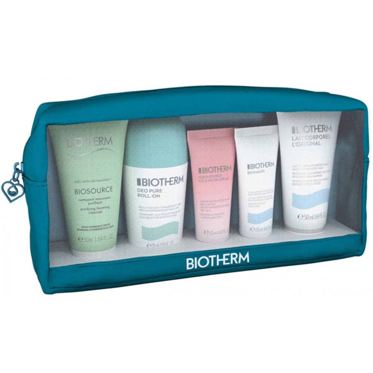 Biotherm Aquasource Set: Deodorant Roll On 75ml + Foaming Cleanser 50ml + Biomains 20ml + Lait Corporel 50ml + Nutri Cream 20ml
