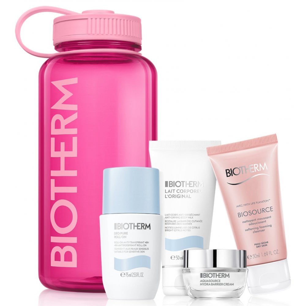 Biotherm Set: Deo Pure Deodorant Roll On 50ml + Lait Corporel Anti Drying Body Milk 50ml + Biosource Cleanser 50ml + Barrier Day Cream 15ml