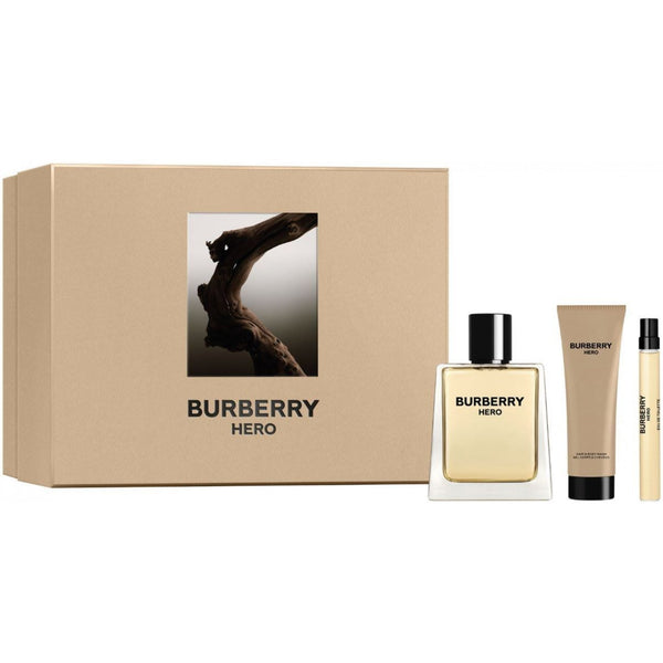 Burberry Hero For Men Gift Set: 100ml EDT Spray - Shower Gel 75ml - EDT 10ml
