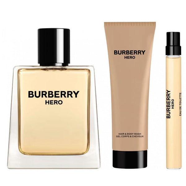Burberry Hero For Men Gift Set: 100ml EDT Spray - Shower Gel 75ml - EDT 10ml