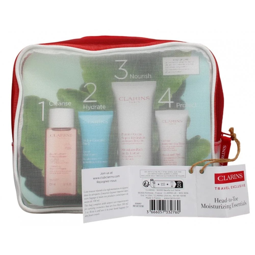 Clarins Mixed Set: Rich Body Lotion 100ml + Cleansing Micellar Water 100ml + Hydra-Essential Hydrating Cream 30ml + Hand And Nail Treatment 30ml