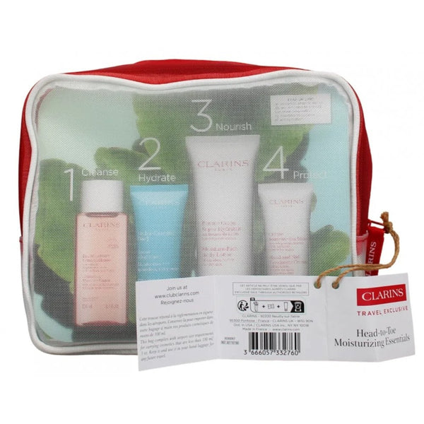 Clarins Mixed Set: Rich Body Lotion 100ml + Cleansing Micellar Water 100ml + Hydra-Essential Hydrating Cream 30ml + Hand And Nail Treatment 30ml