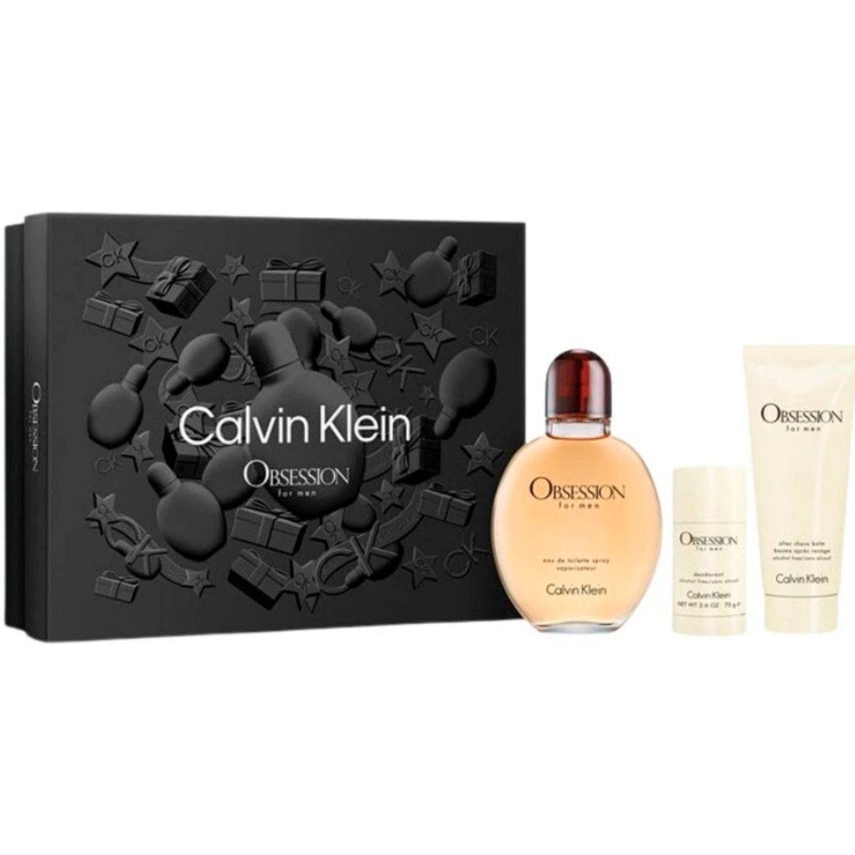 Calvin Klein Obsession For Men Gift Set Eau De Toilette 125ml + Aftershave Balm 75ml + Deodorant Stick 75g